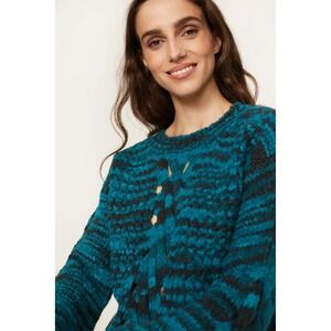 Sita‎ Murt Stripe Cable Knit Braided Sweater Green and Black Size Large